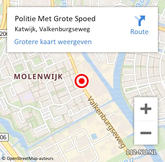 Locatie op kaart van de 112 melding: Politie Met Grote Spoed Naar Katwijk, Valkenburgseweg op 19 juni 2024 16:11