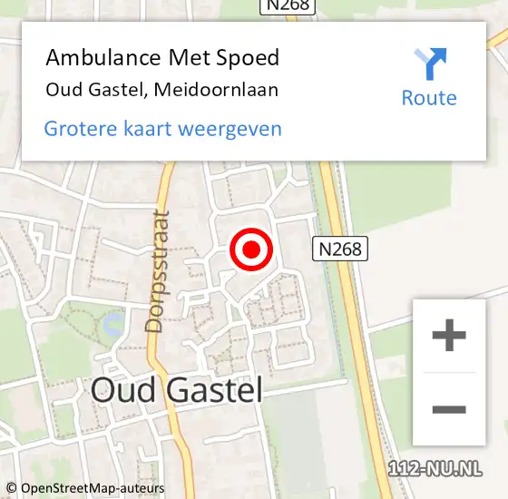 Locatie op kaart van de 112 melding: Ambulance Met Spoed Naar Oud Gastel, Meidoornlaan op 10 oktober 2014 02:32