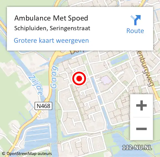 Locatie op kaart van de 112 melding: Ambulance Met Spoed Naar Schipluiden, Seringenstraat op 10 oktober 2014 02:34