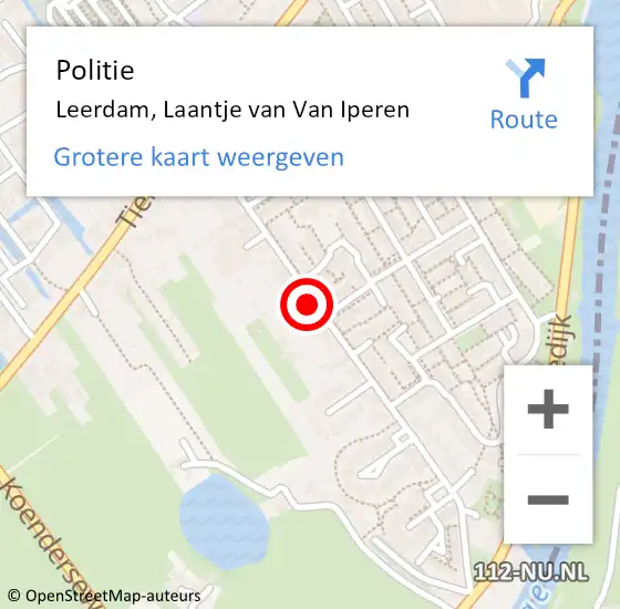 Locatie op kaart van de 112 melding: Politie Leerdam, Laantje van Van Iperen op 19 juni 2024 16:29