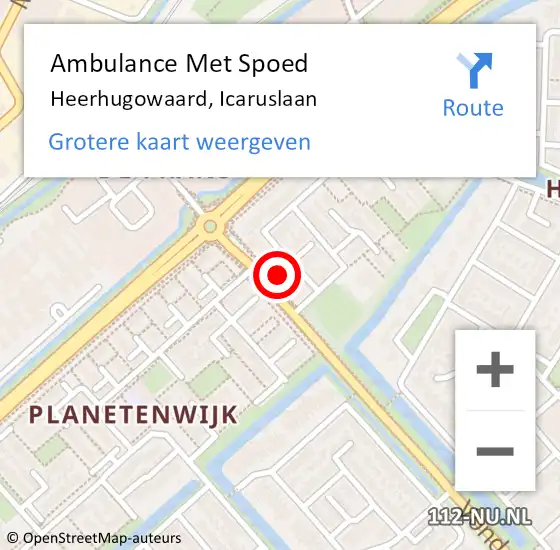 Locatie op kaart van de 112 melding: Ambulance Met Spoed Naar Heerhugowaard, Icaruslaan op 19 juni 2024 16:31