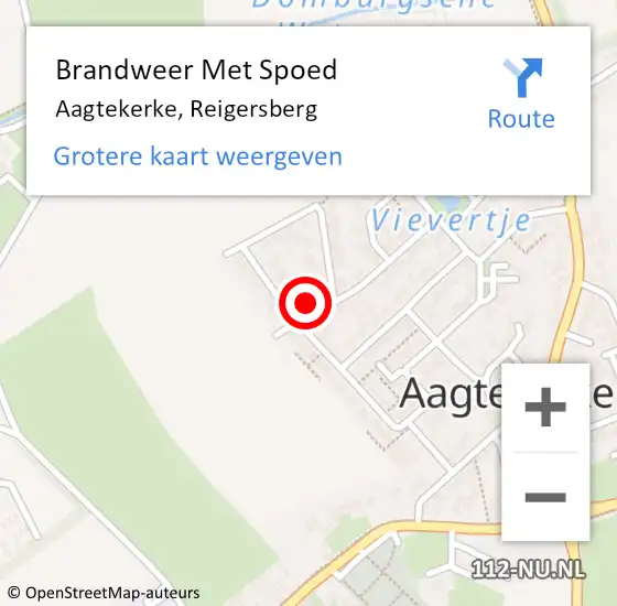 Locatie op kaart van de 112 melding: Brandweer Met Spoed Naar Aagtekerke, Reigersberg op 19 juni 2024 16:41