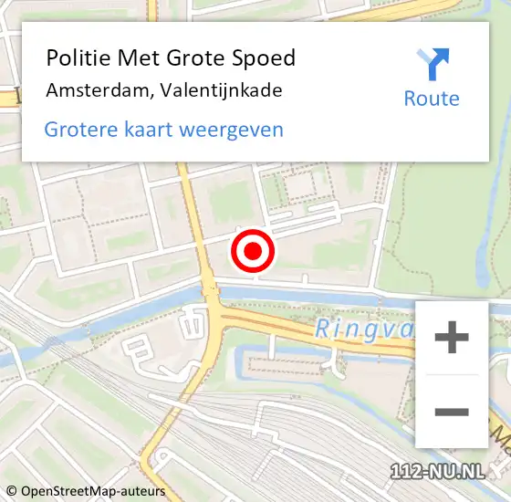 Locatie op kaart van de 112 melding: Politie Met Grote Spoed Naar Amsterdam, Valentijnkade op 19 juni 2024 17:05