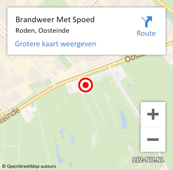 Locatie op kaart van de 112 melding: Brandweer Met Spoed Naar Roden, Oosteinde op 19 juni 2024 17:13