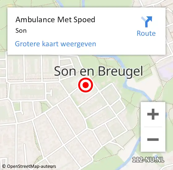 Locatie op kaart van de 112 melding: Ambulance Met Spoed Naar Son op 19 juni 2024 17:14