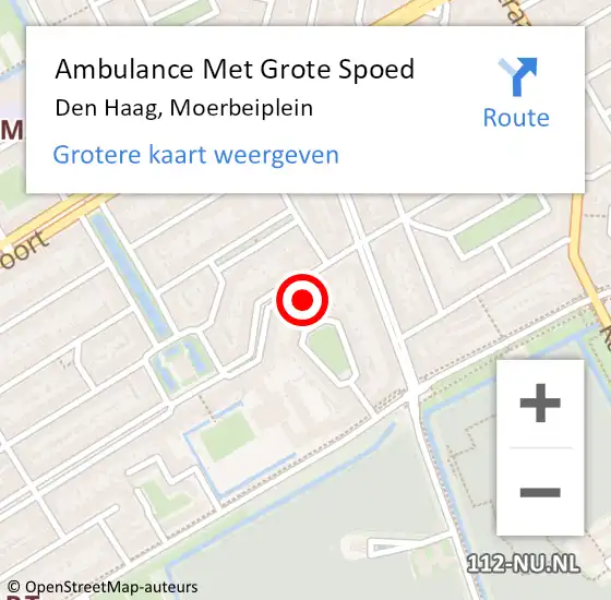 Locatie op kaart van de 112 melding: Ambulance Met Grote Spoed Naar Den Haag, Moerbeiplein op 19 juni 2024 17:33