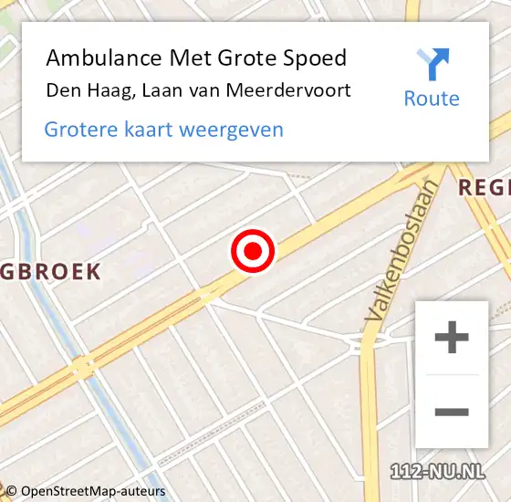 Locatie op kaart van de 112 melding: Ambulance Met Grote Spoed Naar Den Haag, Laan van Meerdervoort op 19 juni 2024 17:34