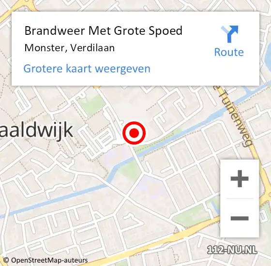 Locatie op kaart van de 112 melding: Brandweer Met Grote Spoed Naar Monster, Verdilaan op 19 juni 2024 17:45