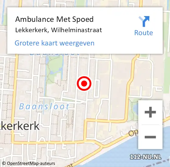 Locatie op kaart van de 112 melding: Ambulance Met Spoed Naar Lekkerkerk, Wilhelminastraat op 19 juni 2024 17:54