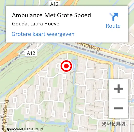 Locatie op kaart van de 112 melding: Ambulance Met Grote Spoed Naar Gouda, Laura Hoeve op 19 juni 2024 18:17