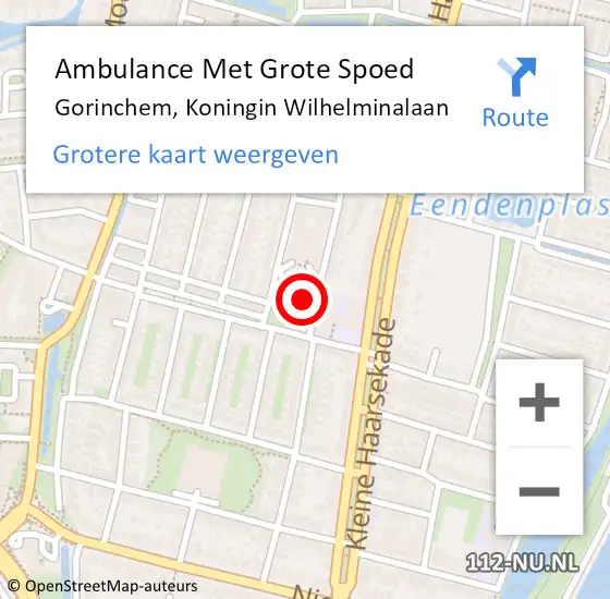 Locatie op kaart van de 112 melding: Ambulance Met Grote Spoed Naar Gorinchem, Koningin Wilhelminalaan op 19 juni 2024 18:21