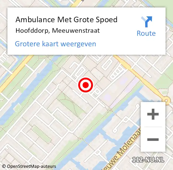 Locatie op kaart van de 112 melding: Ambulance Met Grote Spoed Naar Hoofddorp, Meeuwenstraat op 19 juni 2024 18:22