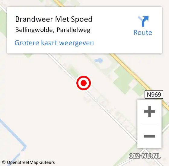 Locatie op kaart van de 112 melding: Brandweer Met Spoed Naar Bellingwolde, Parallelweg op 19 juni 2024 18:30