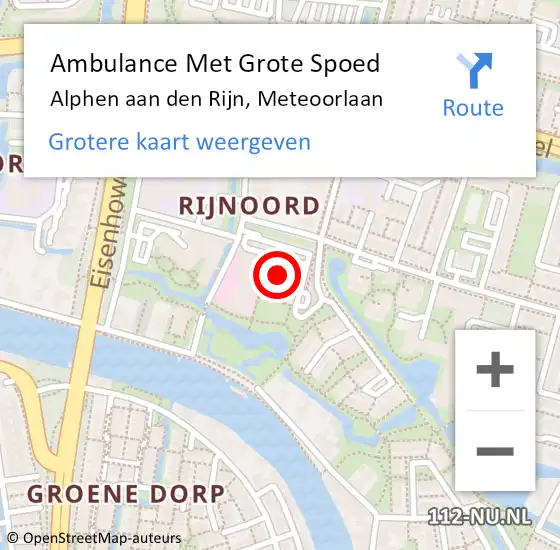 Locatie op kaart van de 112 melding: Ambulance Met Grote Spoed Naar Alphen aan den Rijn, Meteoorlaan op 19 juni 2024 18:46