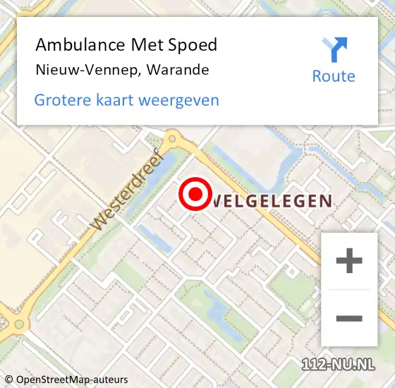 Locatie op kaart van de 112 melding: Ambulance Met Spoed Naar Nieuw-Vennep, Warande op 19 juni 2024 18:47