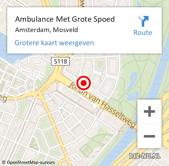 Locatie op kaart van de 112 melding: Ambulance Met Grote Spoed Naar Amsterdam, Mosveld op 19 juni 2024 18:49