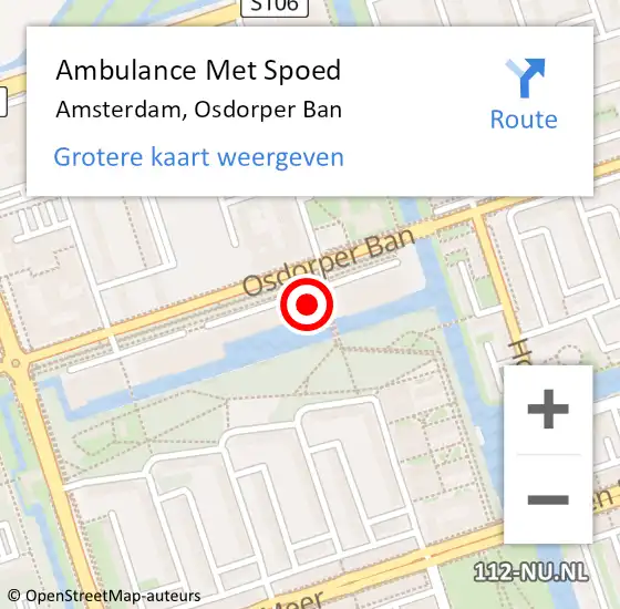 Locatie op kaart van de 112 melding: Ambulance Met Spoed Naar Amsterdam, Osdorper Ban op 19 juni 2024 18:51