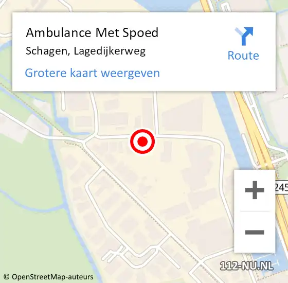 Locatie op kaart van de 112 melding: Ambulance Met Spoed Naar Schagen, Lagedijkerweg op 19 juni 2024 18:53