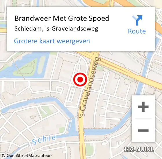 Locatie op kaart van de 112 melding: Brandweer Met Grote Spoed Naar Schiedam, 's-Gravelandseweg op 19 juni 2024 18:55