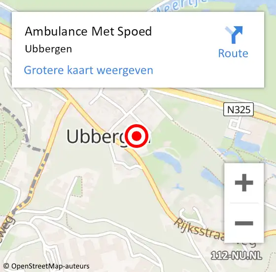 Locatie op kaart van de 112 melding: Ambulance Met Spoed Naar Ubbergen op 19 juni 2024 19:00