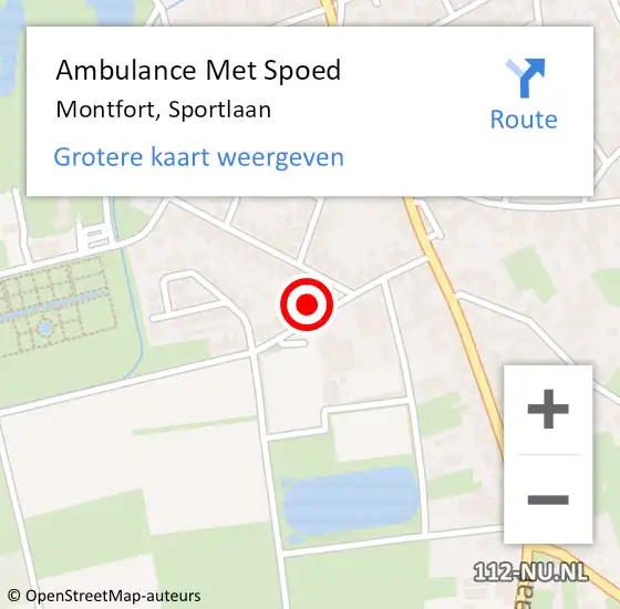 Locatie op kaart van de 112 melding: Ambulance Met Spoed Naar Montfort, Sportlaan op 19 juni 2024 19:15