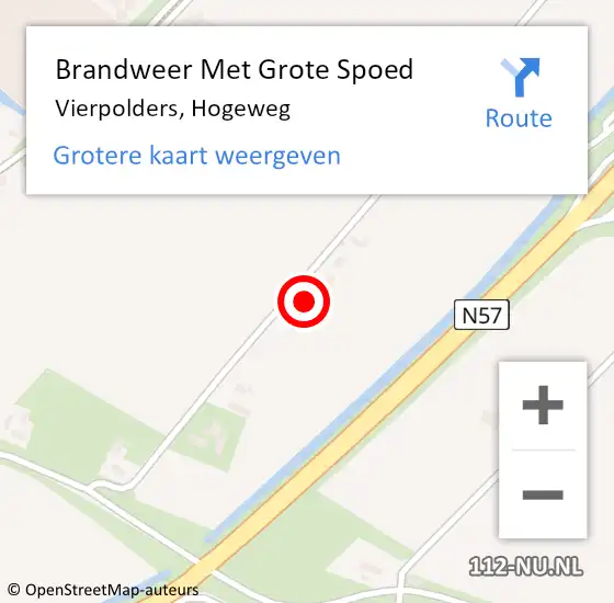 Locatie op kaart van de 112 melding: Brandweer Met Grote Spoed Naar Vierpolders, Hogeweg op 19 juni 2024 19:24