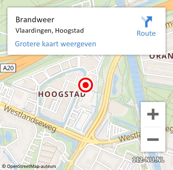 Locatie op kaart van de 112 melding: Brandweer Vlaardingen, Hoogstad op 19 juni 2024 19:26