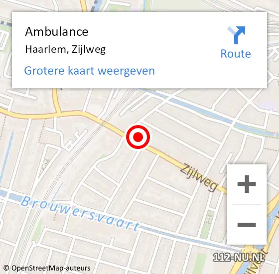 Locatie op kaart van de 112 melding: Ambulance Haarlem, Zijlweg op 19 juni 2024 19:27