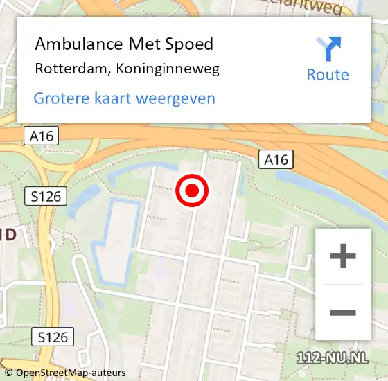 Locatie op kaart van de 112 melding: Ambulance Met Spoed Naar Rotterdam, Koninginneweg op 19 juni 2024 19:34