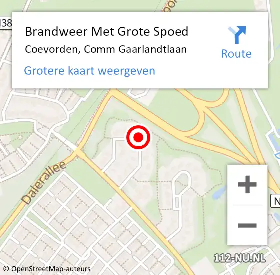 Locatie op kaart van de 112 melding: Brandweer Met Grote Spoed Naar Coevorden, Comm Gaarlandtlaan op 19 juni 2024 19:35