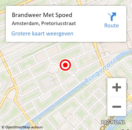 Locatie op kaart van de 112 melding: Brandweer Met Spoed Naar Amsterdam, Pretoriusstraat op 19 juni 2024 19:43