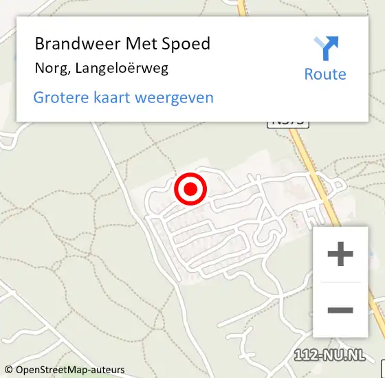 Locatie op kaart van de 112 melding: Brandweer Met Spoed Naar Norg, Langeloërweg op 19 juni 2024 19:43