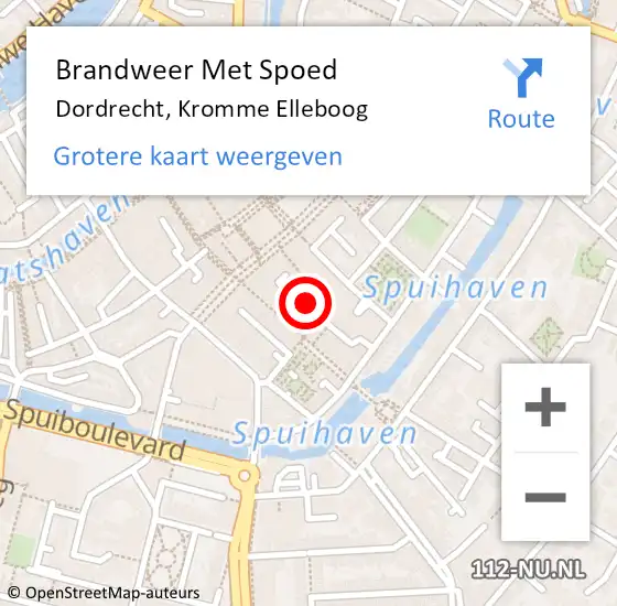 Locatie op kaart van de 112 melding: Brandweer Met Spoed Naar Dordrecht, Kromme Elleboog op 19 juni 2024 19:47