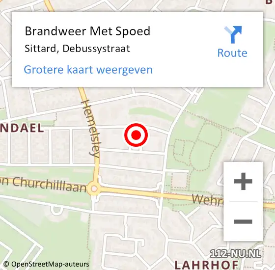 Locatie op kaart van de 112 melding: Brandweer Met Spoed Naar Sittard, Debussystraat op 19 juni 2024 19:53