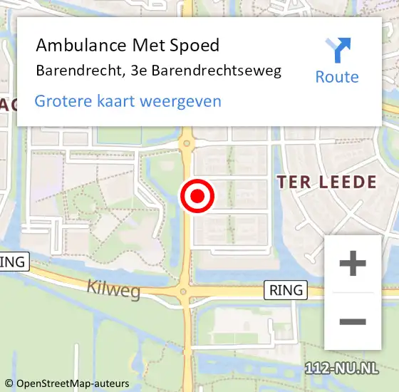 Locatie op kaart van de 112 melding: Ambulance Met Spoed Naar Barendrecht, 3e Barendrechtseweg op 19 juni 2024 19:56