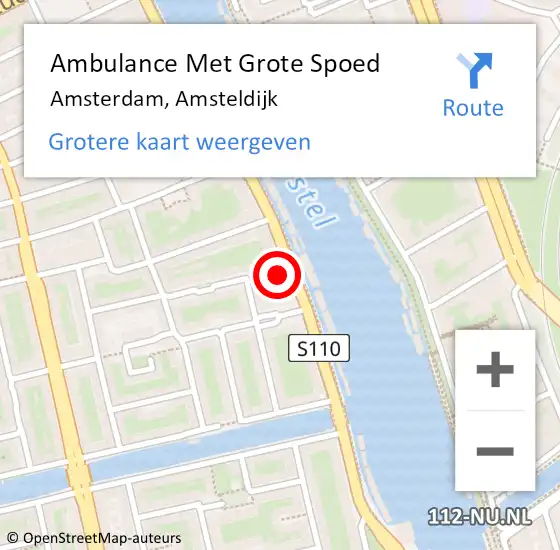 Locatie op kaart van de 112 melding: Ambulance Met Grote Spoed Naar Amsterdam, Amsteldijk op 19 juni 2024 20:05