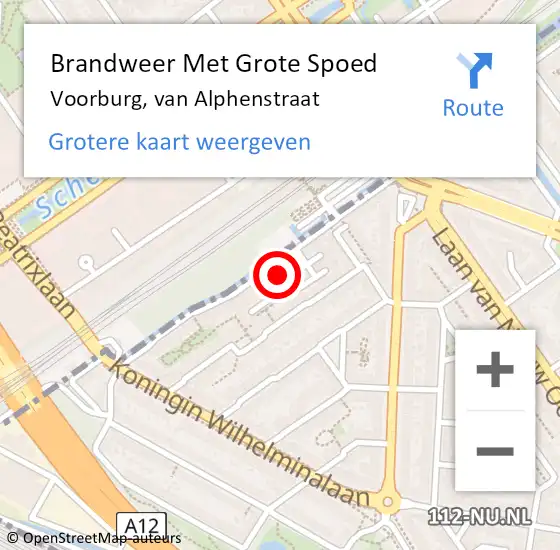 Locatie op kaart van de 112 melding: Brandweer Met Grote Spoed Naar Voorburg, van Alphenstraat op 19 juni 2024 20:06