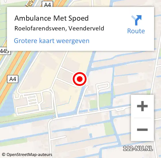 Locatie op kaart van de 112 melding: Ambulance Met Spoed Naar Roelofarendsveen, Veenderveld op 19 juni 2024 20:22