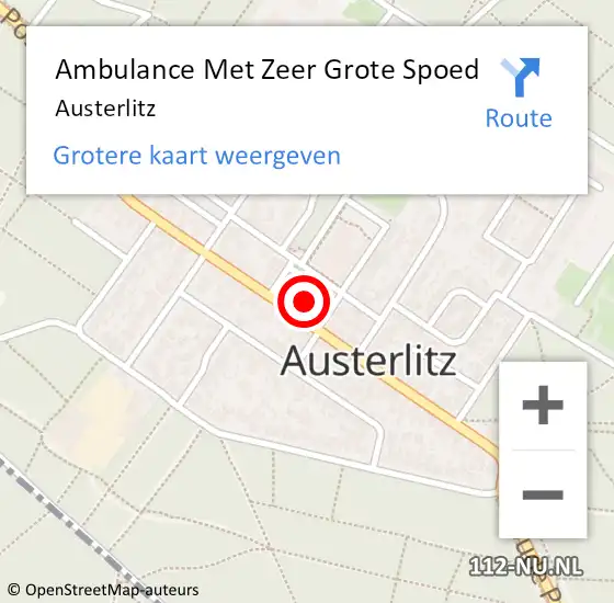Locatie op kaart van de 112 melding: Ambulance Met Zeer Grote Spoed Naar Austerlitz op 19 juni 2024 20:31
