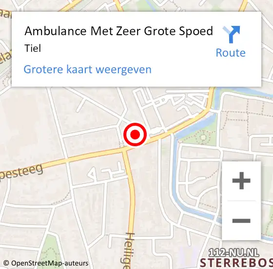 Locatie op kaart van de 112 melding: Ambulance Met Zeer Grote Spoed Naar Tiel op 19 juni 2024 20:43