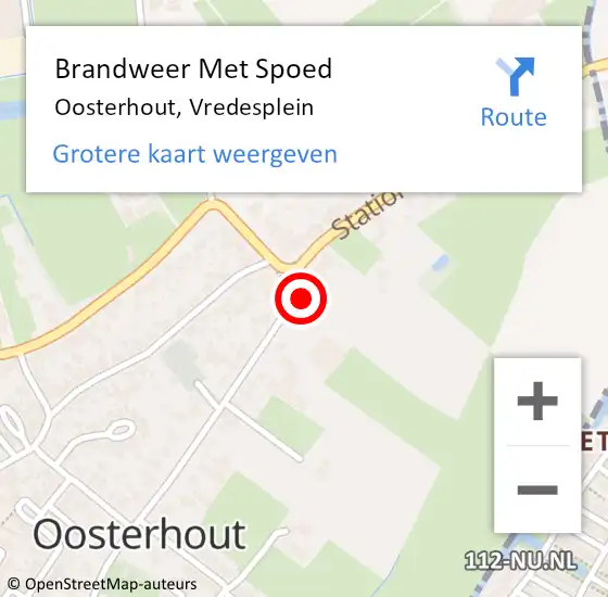 Locatie op kaart van de 112 melding: Brandweer Met Spoed Naar Oosterhout, Vredesplein op 19 juni 2024 20:54