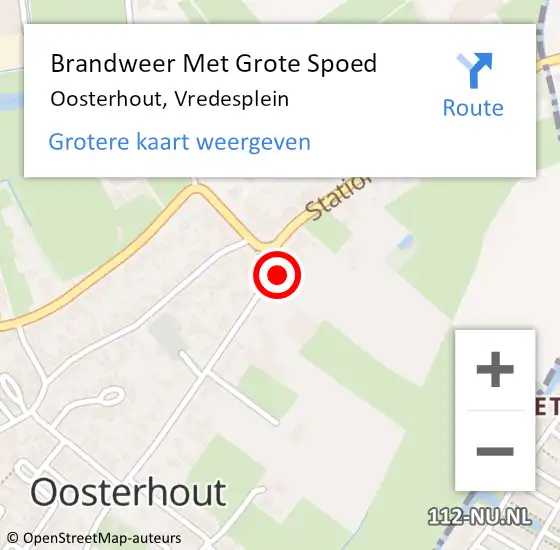 Locatie op kaart van de 112 melding: Brandweer Met Grote Spoed Naar Oosterhout, Vredesplein op 19 juni 2024 20:59