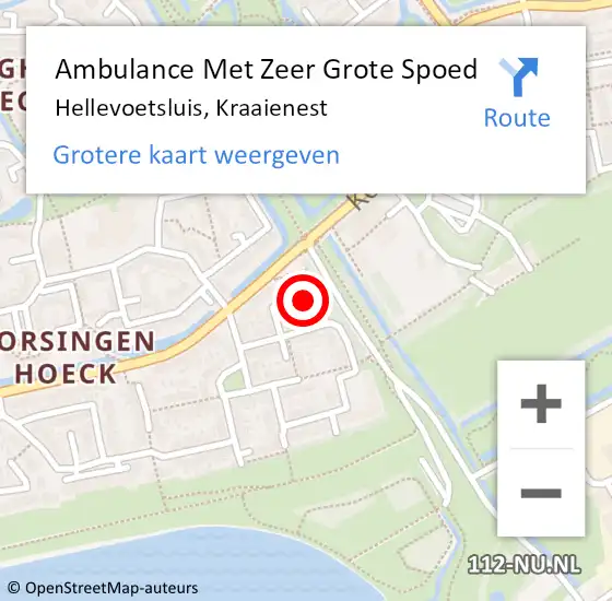 Locatie op kaart van de 112 melding: Ambulance Met Zeer Grote Spoed Naar Hellevoetsluis, Kraaienest op 19 juni 2024 21:01