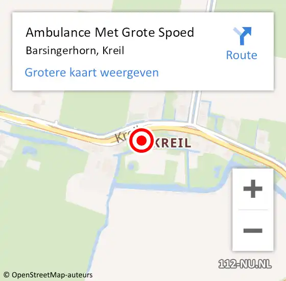 Locatie op kaart van de 112 melding: Ambulance Met Grote Spoed Naar Barsingerhorn, Kreil op 19 juni 2024 21:04