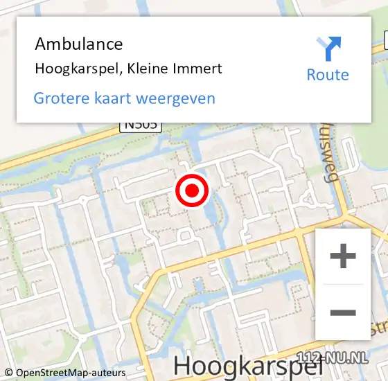 Locatie op kaart van de 112 melding: Ambulance Hoogkarspel, Kleine Immert op 19 juni 2024 21:05