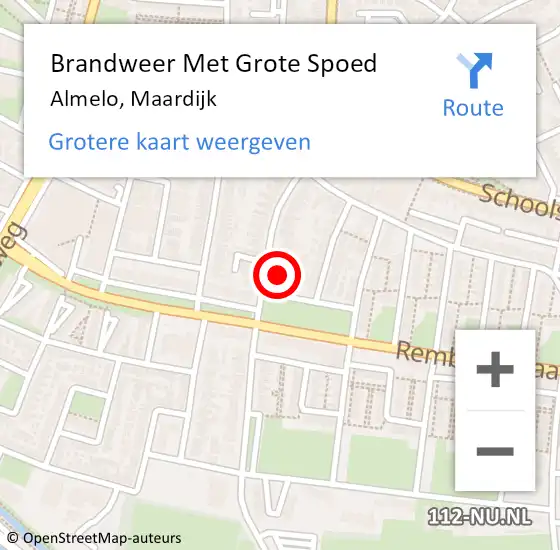 Locatie op kaart van de 112 melding: Brandweer Met Grote Spoed Naar Almelo, Maardijk op 19 juni 2024 21:13