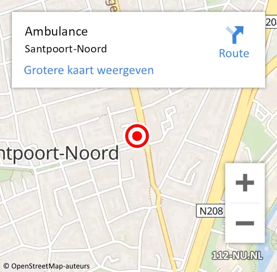 Locatie op kaart van de 112 melding: Ambulance Santpoort-Noord op 19 juni 2024 21:16