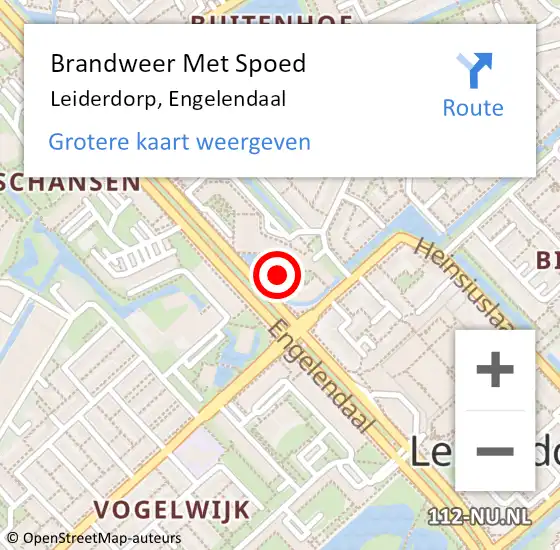 Locatie op kaart van de 112 melding: Brandweer Met Spoed Naar Leiderdorp, Engelendaal op 19 juni 2024 21:26