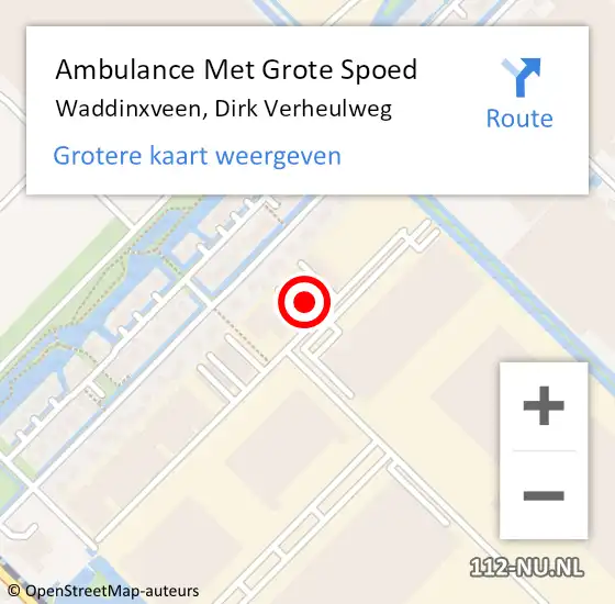 Locatie op kaart van de 112 melding: Ambulance Met Grote Spoed Naar Waddinxveen, Dirk Verheulweg op 19 juni 2024 21:37