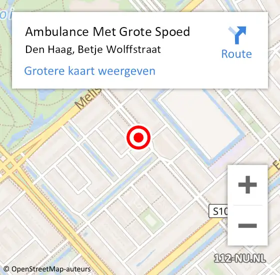 Locatie op kaart van de 112 melding: Ambulance Met Grote Spoed Naar Den Haag, Betje Wolffstraat op 19 juni 2024 21:56